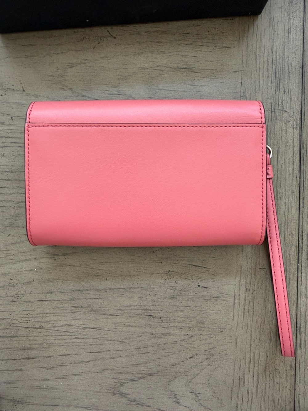 COACH Coral Pink Leather Wristlet with Silver Logo - Picture 6 of 9